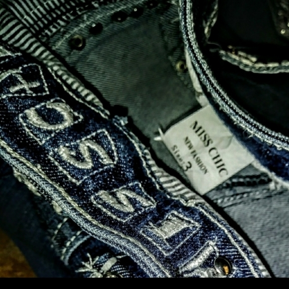 Miss Chic Jeans Size 3 Skinny Cuff Capri Embellish - Picture 12 of 14